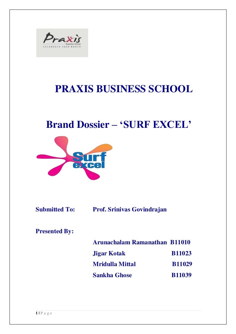 labelling and packaging of surf excel marketing report on surf excel